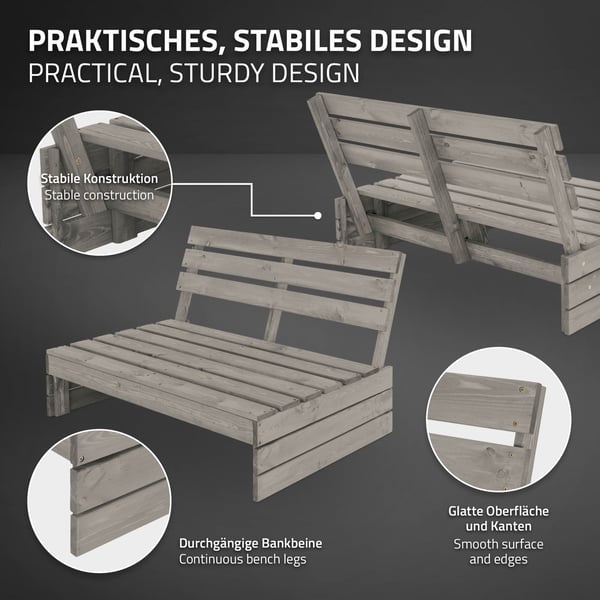 Havebænk Træbænk midtersofa 3-personers 116x76,5x80 cm Gråt massivt grantræ ML-design