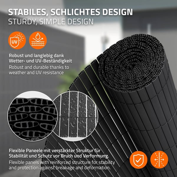 Privacy screen mat 160x400 cm Privacy screen hegn Windbreak altanafskærmning PVC antracit UV-resistent