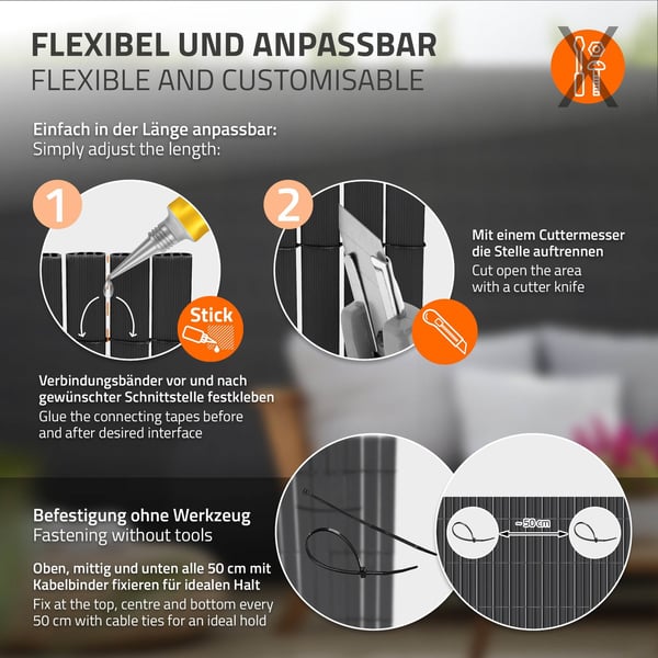 Privacy screen mat 140x400 cm Privacy screen hegn Windbreak altanafskærmning PVC antracit UV-resistent