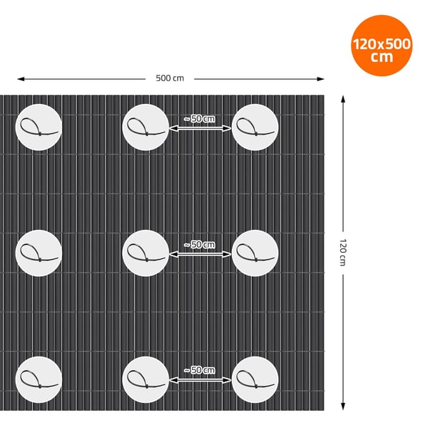 Privacy screen mat 120x500 cm privacy fence windbreak balcony screen PVC anthracite UV-resistant