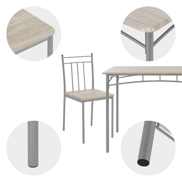 Spisebordssæt til 4 personer 5-delt med spisebord og 4 stole i lyst egetræ ML-design