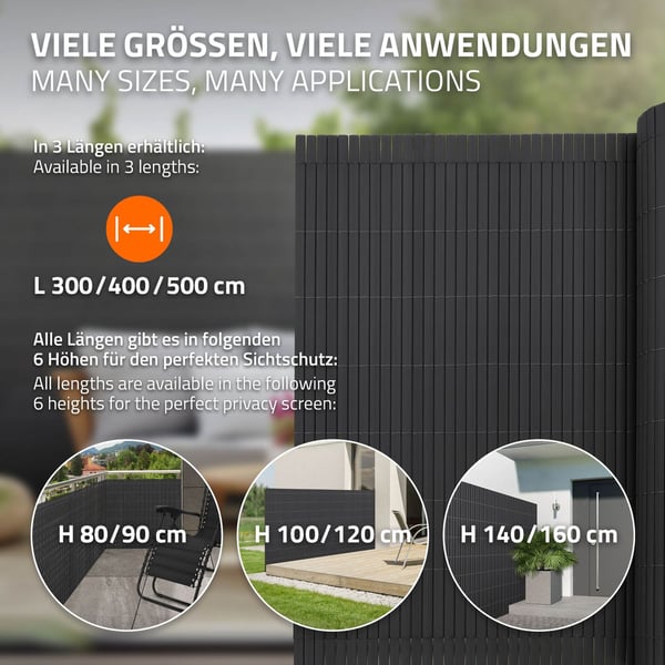 Privacy screen mat 140x900 cm Privacy screen hegn Windbreak altanafskærmning PVC antracit UV-resistent