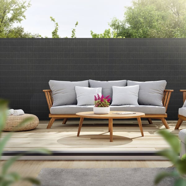 Privacy screen mat 140x700 cm Privacy screen hegn Windbreak altanafskærmning PVC antracit UV-resistent