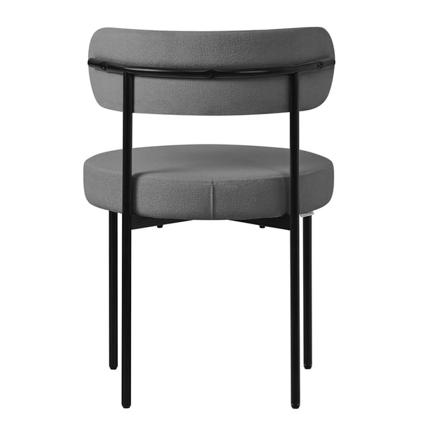 Spisebordsstol sæt af 2 med teddystof med ryglæn grå Køkkenstol ML-Design