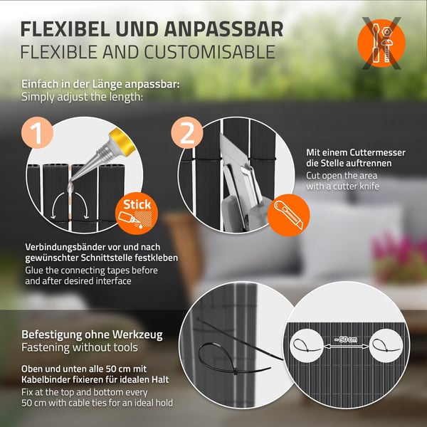 Privacy screen mat 100x800 cm Privacy screen hegn Windbreak altanafskærmning PVC antracit UV-resistent