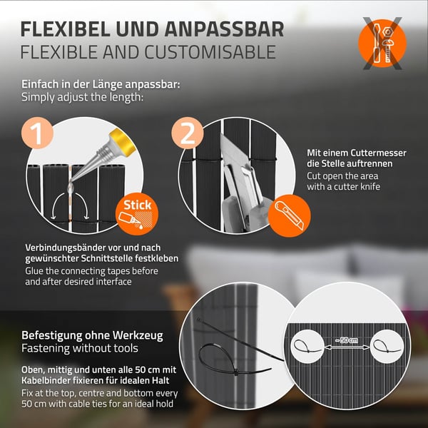 Privacy screen mat 160x800 cm Privacy screen hegn Windbreak altanafskærmning PVC antracit UV-resistent