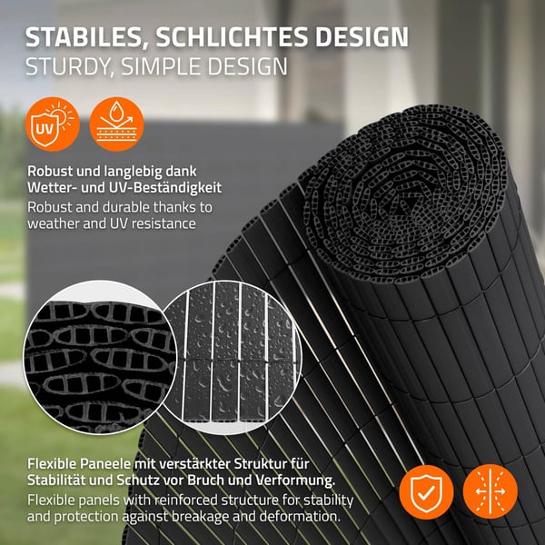 Privacy screen mat 120x700 cm privacy fence windbreak balcony screen PVC anthracite UV-resistant