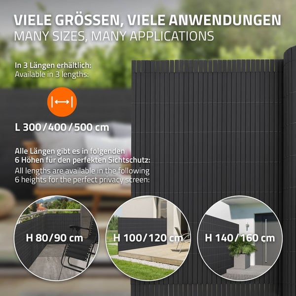 Privacy screen mat 100x700 cm Privacy screen hegn Windbreak altanafskærmning PVC antracit UV-resistent