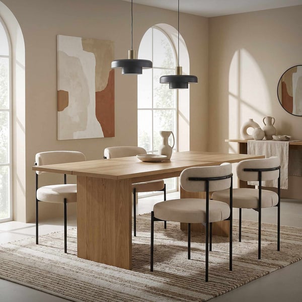 Matstol set om 4 med teddy tyg med ryggstöd brun Köksstol ML-Design