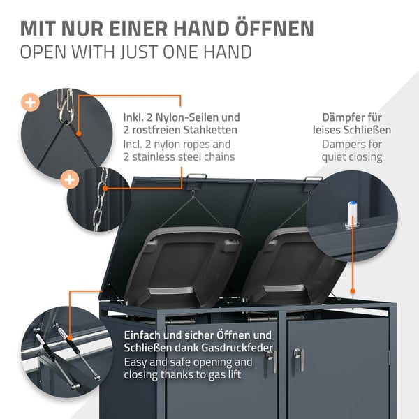 Spandkasse til 2 spande op til 240 liter antracit stål ML design