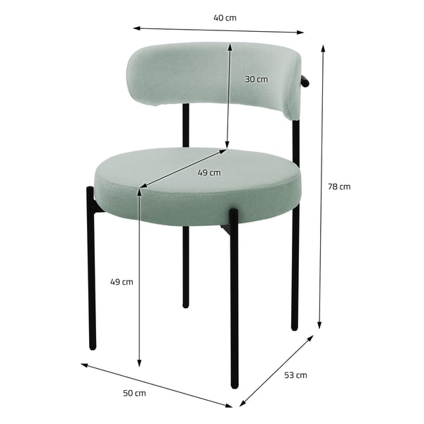 Spisebordsstol sæt af 6 med teddystof med ryglæn grøn Køkkenstol ML-Design