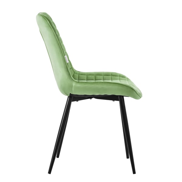 ML-Design spisestuestole sæt af 2, salvie, fløjlssæde med sorte metalben, køkkenstole med ryglæn, stuestole, polstrede stole til spisestue