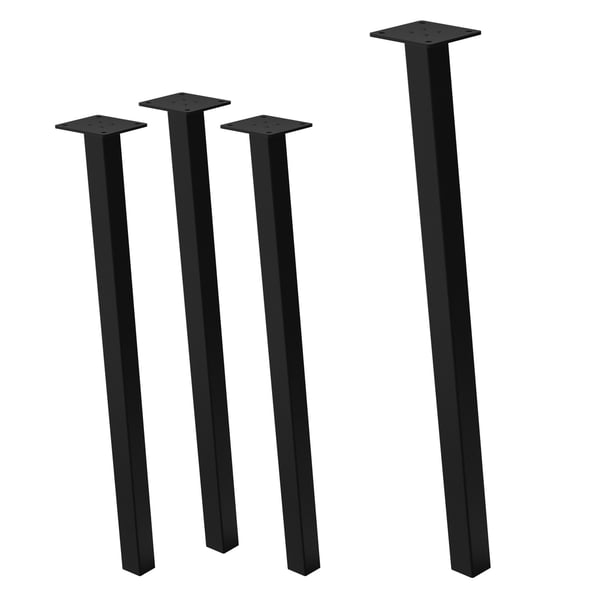 ML-Design 4 kpl pöydänjalat kulmikkaat 72 cm, kiiltävä musta, jauhemaalattua terästä, kulmikas, profiili 4x4 cm, I-muoto, kalustejalat metallia 96°
