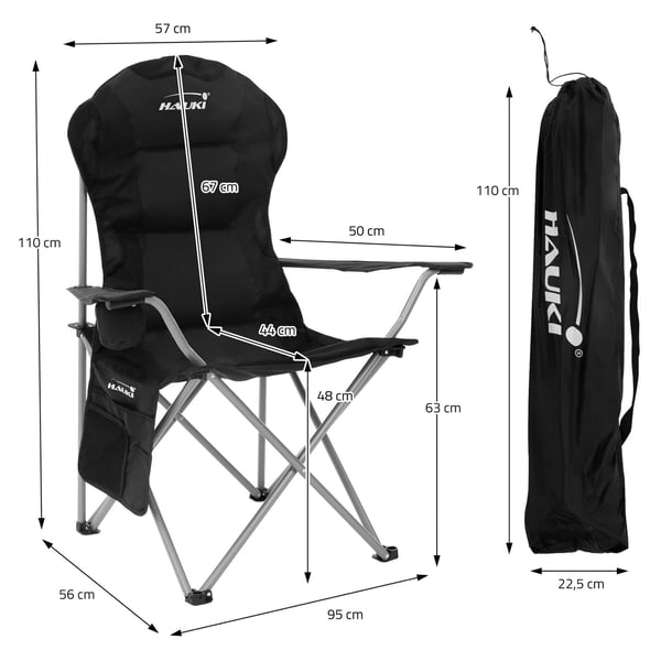 Hauki campingmöbel set 3 st. campingbord hopfällbart beige med 2 campingstolar svart, camping set för 2 personer med bärväska, hopfällbart