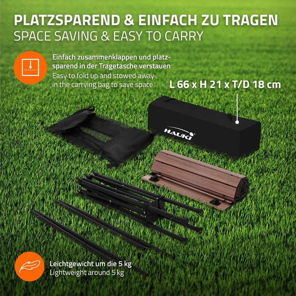 Hauki campingmøbelsæt 3 stk. campingbord foldbart brunt med 2 campingstole sort, campingsæt til 2 personer med bæretaske, aluminiumsfoldebord med 2
