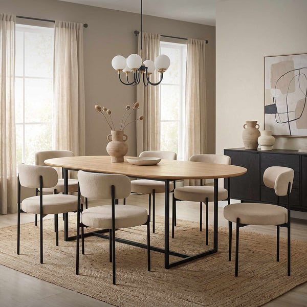 ML-Design matsalsstolar set om 6, köksstol i teddy tyg brun, vardagsrumsstol med ryggstöd, stoppade stolar med svarta metallben, ergonomisk lounge