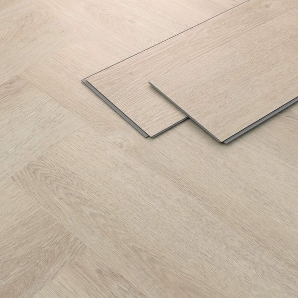 ML-Design Deluxe PVC-lattia, click vinyylilankut vinyylilattia, 61cmx12.8cmx4.2mm, paksuus 4.2mm, 1.56m²/20 lankkua, kalanruoto vaalea tammi, ruskea,