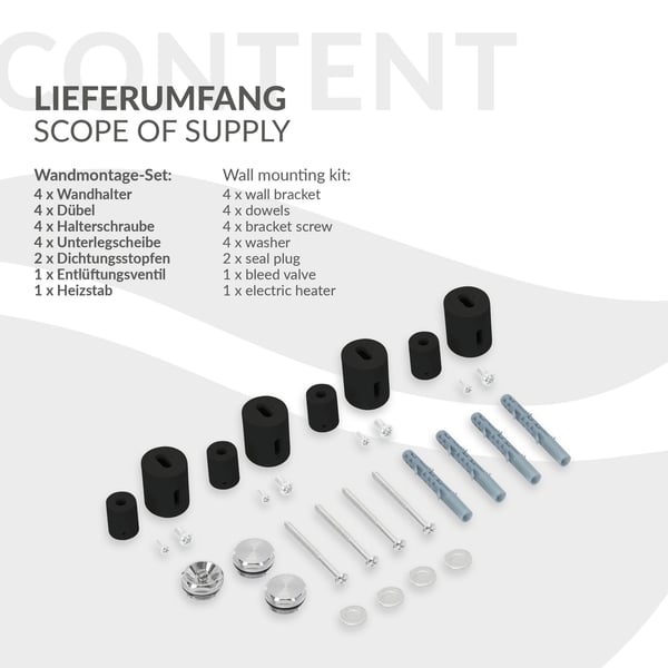 LuxeBath elektrisk badeværelsesradiator IronEM 500x1200mm sort mat inkl. varmeelement 1200W krom med termostat digitalt display, håndklæderadiator