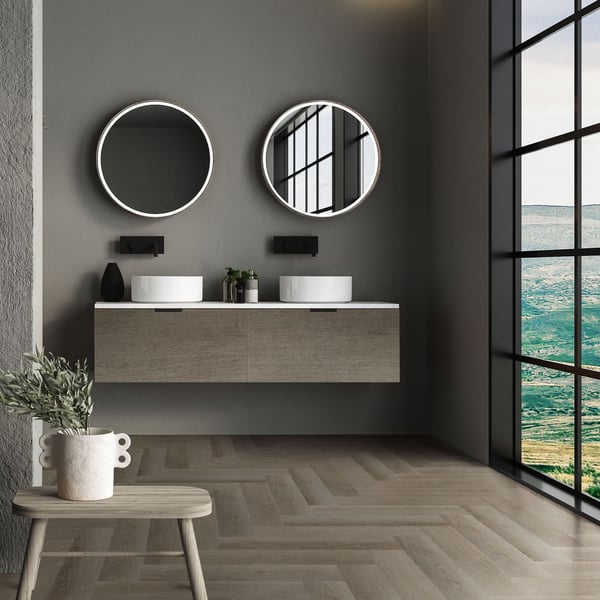 ML-Design Deluxe PVC-gulv, klikvinylplanker vinylgulv, 61cmx12,8cmx4,2mm, tykkelse 4,2mm, 7,8m²/100 planker, sildebensmørk eg, brun, trælook,