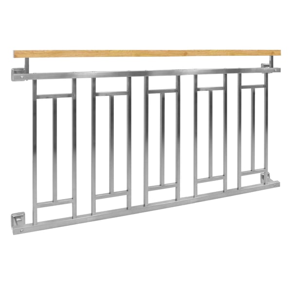 Fransk balkongräcket bar räcke rostfritt stål 156x90 cm trä finish ...