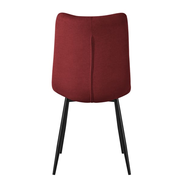 ML-Design spisestuestole sæt med 6 røde, stuestole med stofbetræk og sorte metalben, køkkenstole med ryglæn, polstrede stole til spisestue stue