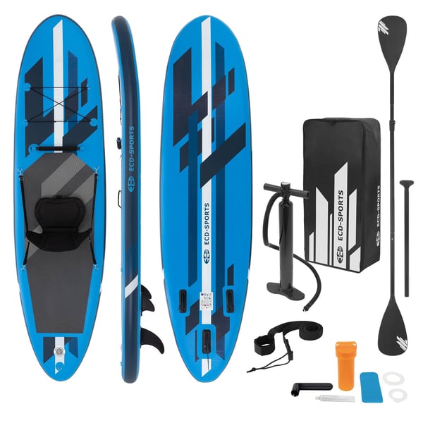 Ilmatäytteinen Stand Up Paddle Board, jossa on kajakin istuin, 305 x 78 x 15 cm, sininen