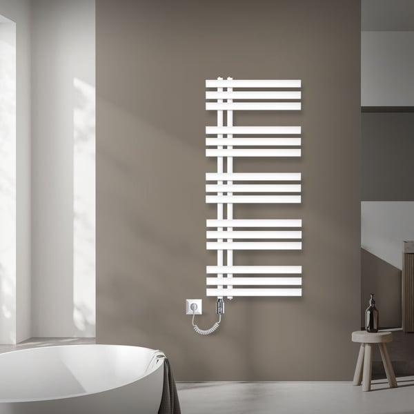 ECD Germany Iron EM design badeværelsesradiator elektrisk med varmestang 900 W - 500 x 1200 mm - hvid - design radiatorpanel radiator radiator