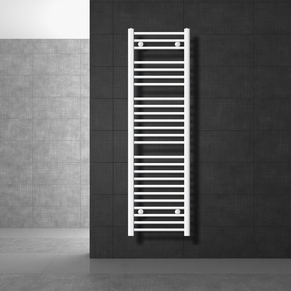 ECD Germany badeværelsesradiator - 400 x 1500 mm - hvid - lige med sidetilslutning - køler håndklædevarmer