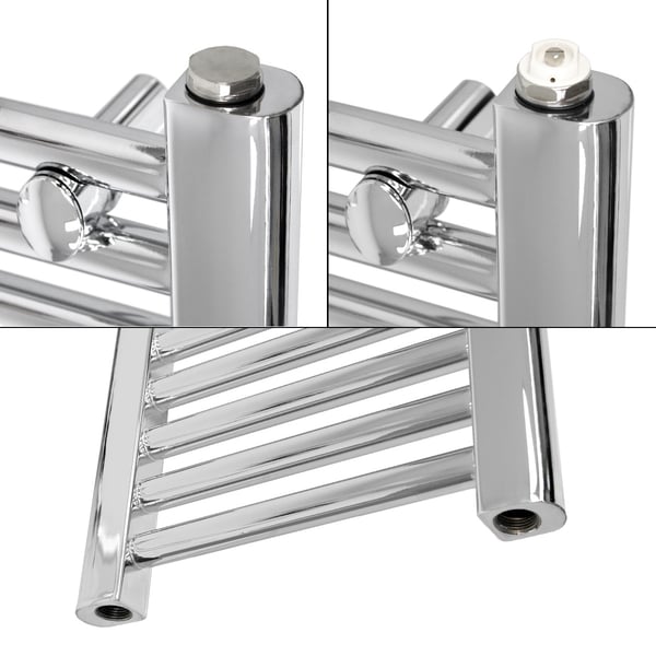 ECD Germany radiator Elektrisk varmeapparat med 1200W - 500 x 1200 mm - Chrome - bøjet med sidetilslutning - radiator håndklædevarmer håndklæde