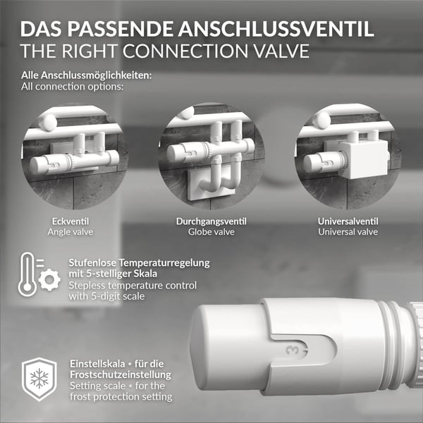 Radiator termostat tilslutning sæt Universal hvid medium forbindelse