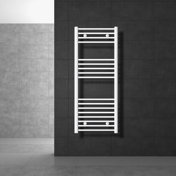 ECD Germany Håndklædetørrer 500 x 1200 mm hvid buet med sidetilslutning køler håndklæde radiator designer badeværelse opvarmet tårnskinne søjle