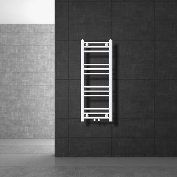 Køler Håndklæde ECD Germany Model Sahara 300 x 800 mm hvid lige med medium forbindelse håndklædeholder