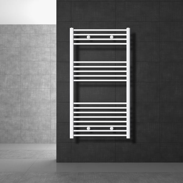 Radiator Handduk ECD Germany Modell Sahara 750 x 1200 mm vit rak med sidoanslutning handdukshängare