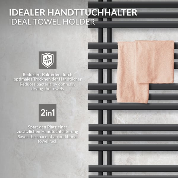 Varme Iron M Design Håndklæde radiator håndklæde 500x 1600 mm Anthracite