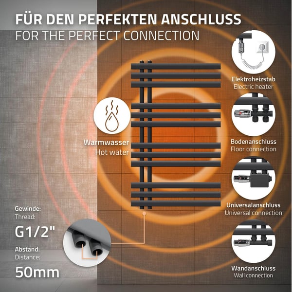 El-radiatorer Antracit 300W 600x1000 Iron M Design radiator håndklæde