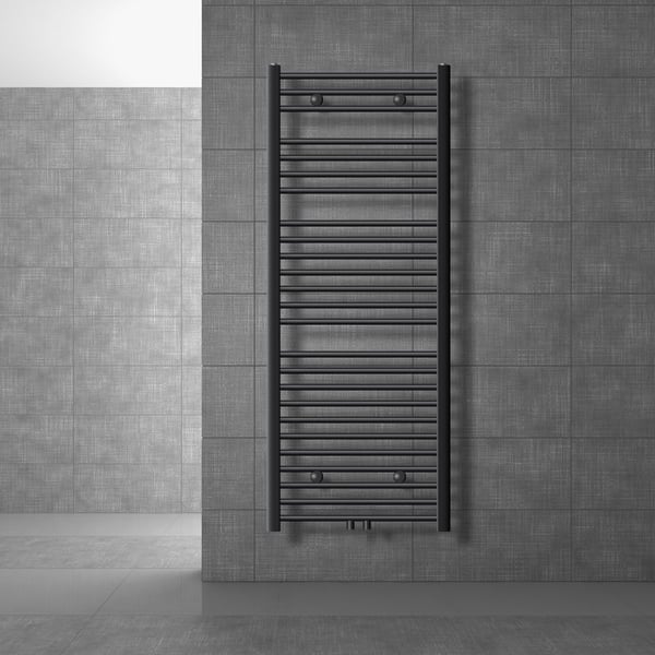 Køler Håndklæde ECD Germany Model Sahara 600 x 1500 mm lige antracit med central tilslutning håndklædeholder