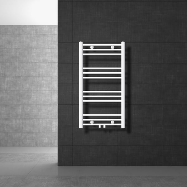 ECD Germany badeværelsesradiator - 500 x 800 mm - hvid - lige med central forbindelse - køler håndklædevarmer håndklædetørrer