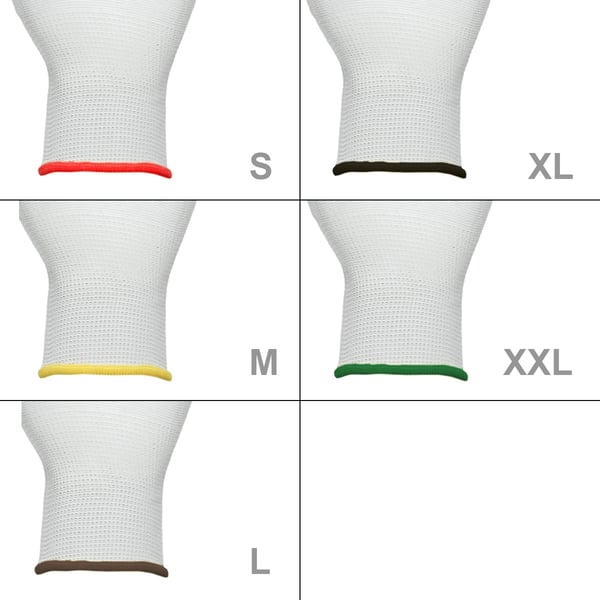 ECD Germany 48 par PU arbejdshandsker, størrelse 8-M, farve hvid, mekanik handsker, arbejdshandsker Nylon Have, Builders, mekanik handsker