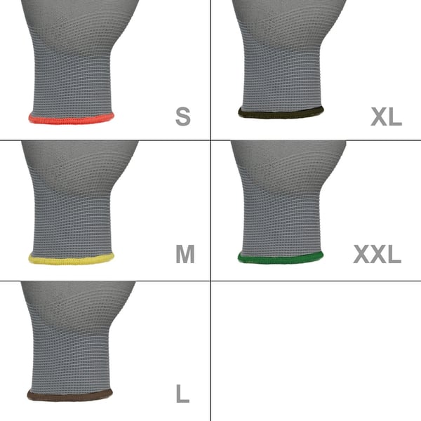 ECD Germany 48 par PU arbejdshandsker, størrelse 7-S, farve grå, mekanik handsker, arbejdshandsker Nylon Have, Builders, mekanik handsker