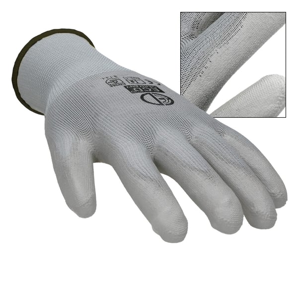 ECD Germany 4 par PU arbejde handsker, størrelse 10 XL, Grå, mekanik handsker, arbejdshandsker Nylon Have, Builders, mekanik handsker