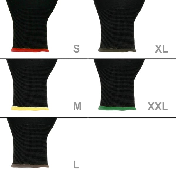 ECD-36 Germany pari PU-työkäsineitä, koko 7-S, väri musta, mekaanikko käsineet kokoonpano käsineet nylon puutarha, Rakennusliitto, mekaanikko käsineet
