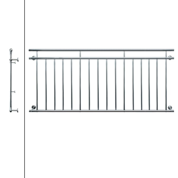 ECD Germany fransk altan 225 x 90 cm | 16 tværbjælker | genspejlende | rustfrit stål | Balkon rækværk balkon rækværk vindue barer