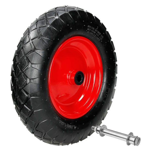 ECD Germany 4 stykker trillebørhjul med pneumatiske dæk med aksel - 4.80 / 4.00-8 - Ø 390mm - 95mm bredde - 200kg bæreevne - dæk med stålfælge -