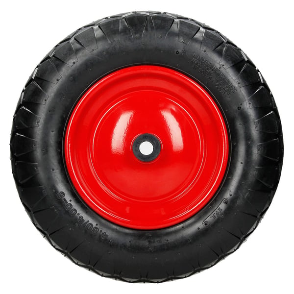 ECD Germany 4 stykker trillebørhjul med pneumatiske dæk med aksel - 4.80 / 4.00-8 - Ø 390mm - 95mm bredde - 200kg bæreevne - dæk med stålfælge -