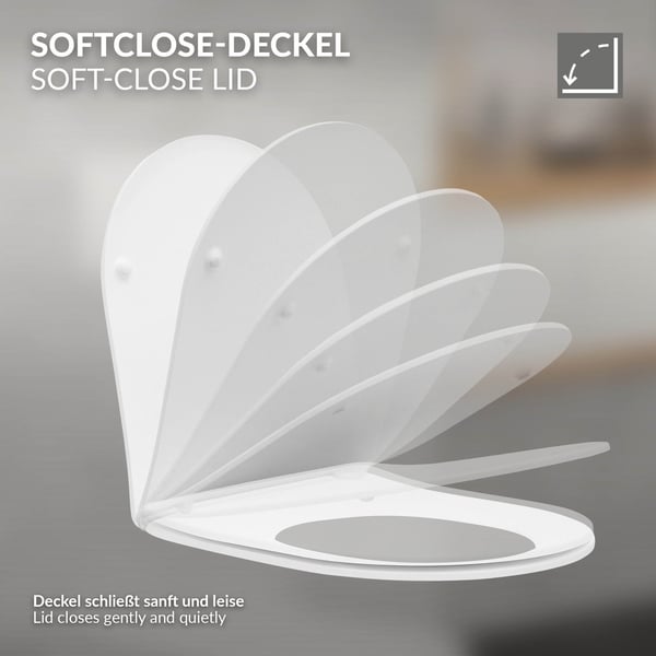 ECD Germany Flushing uden vægindhængt brusebadetoilet lavet af keramik med bidetfunktion - soft-close sænkemekanisme toiletsæde toiletsæde Duroplast -