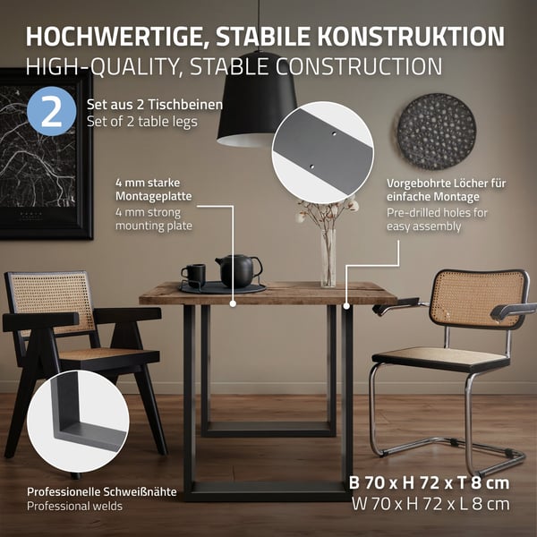 Bordben bordløbere bordfod tabel piedestal Bordfod 70 x 72 cm stål