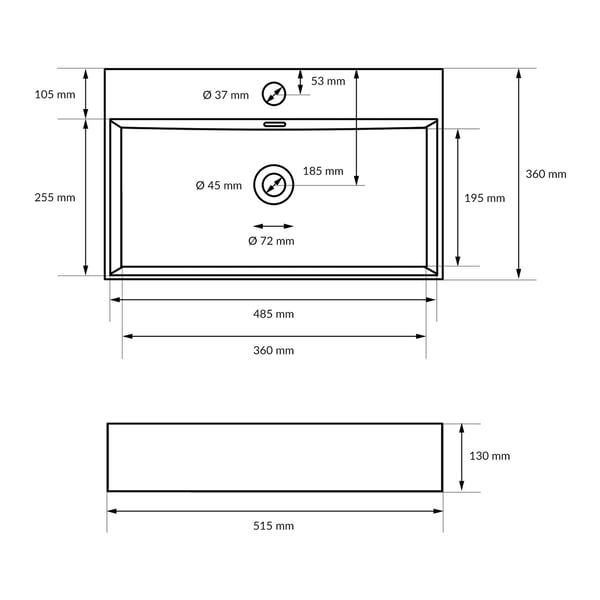 Keramisk vask forfængelighed køkkenbordet håndvask bassin håndvask 515 x 360 mm