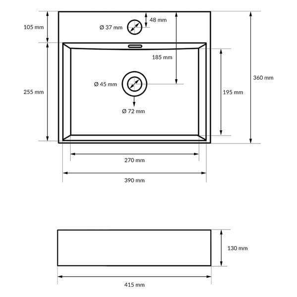 Keramisk vask forfængelighed køkkenbordet håndvask bassin håndvask 415 x 360 mm