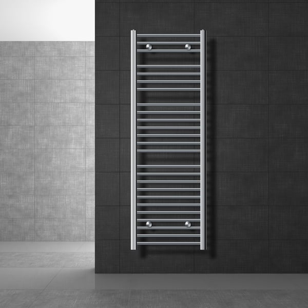 Radiator håndklæde ECD Germany Model Sahara 500 x 1500 mm krom bøjet med sidetilslutning håndklædeholder