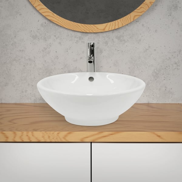 ECD Germany håndvask håndvask - Ø 420 x 170 mm - lavet af keramik - rund - hvid - bordplade håndvask bordplade håndvask håndvask håndvask bordplade
